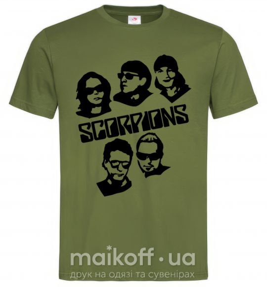 Мужская футболка Scorpions faces Оливковый фото