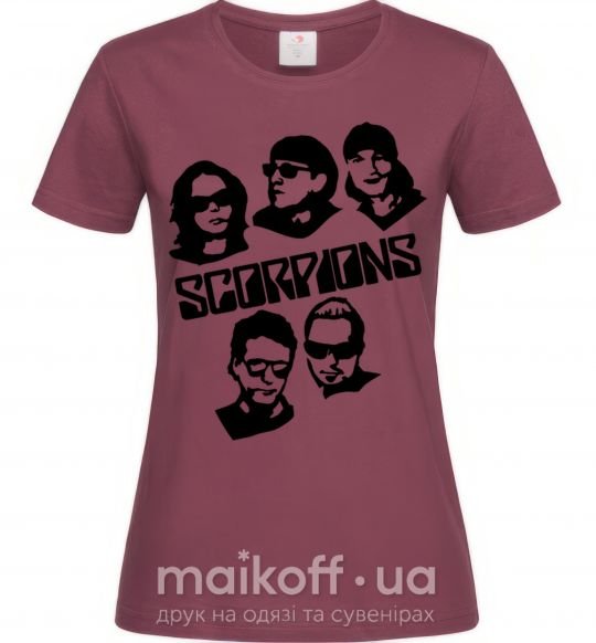 Жіноча футболка Scorpions faces Бордовий фото