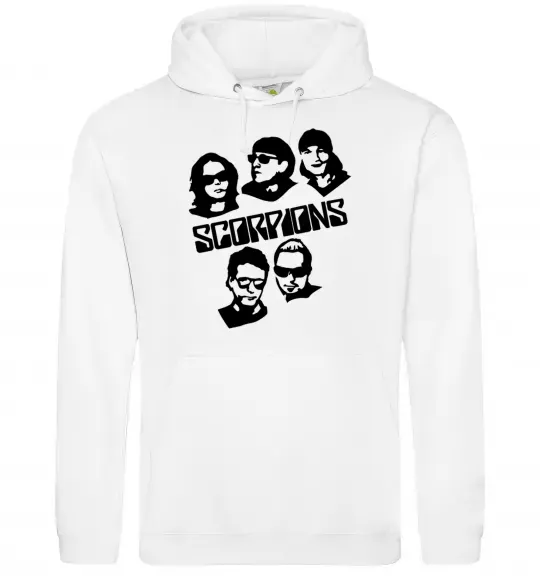 Чоловіча толстовка (худі) Scorpions faces Білий фото