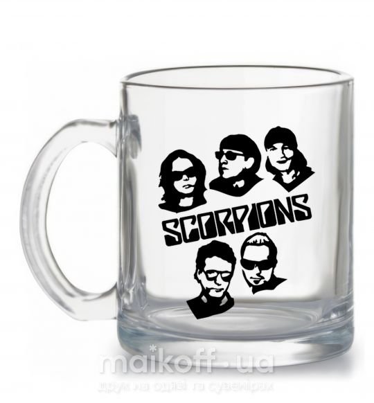 Чашка стеклянная Scorpions faces Прозрачный фото
