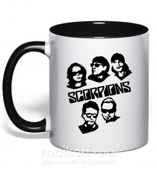 Чашка с цветной ручкой Scorpions faces Черный фото