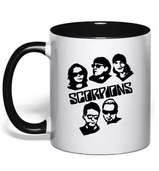 Чашка с цветной ручкой Scorpions faces Черный фото
