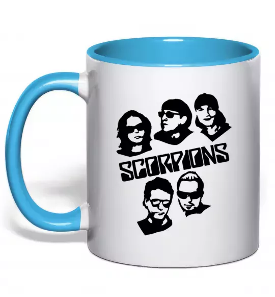 Чашка с цветной ручкой Scorpions faces Голубой фото