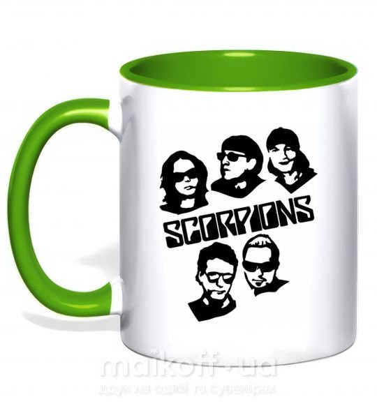 Чашка с цветной ручкой Scorpions faces Зеленый фото