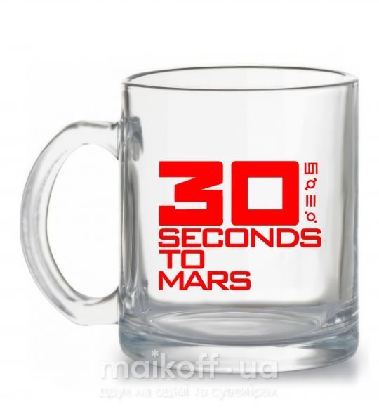 Чашка скляна 30 seconds to mars logo Прозорий фото