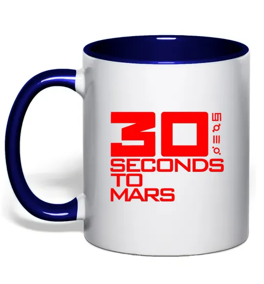 Чашка з кольоровою ручкою 30 seconds to mars logo Глибокий темно-синій фото