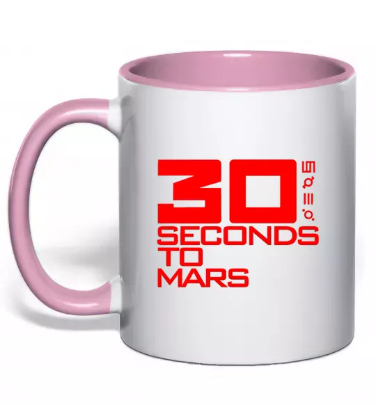 Чашка з кольоровою ручкою 30 seconds to mars logo Ніжно рожевий фото
