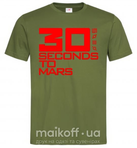 Мужская футболка 30 seconds to mars logo Оливковый фото
