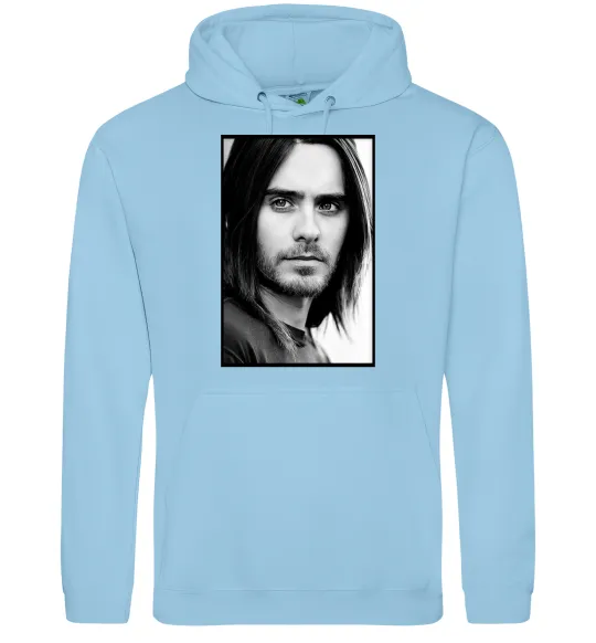 Женская толстовка (худи) Jared Leto ч/б Голубой фото