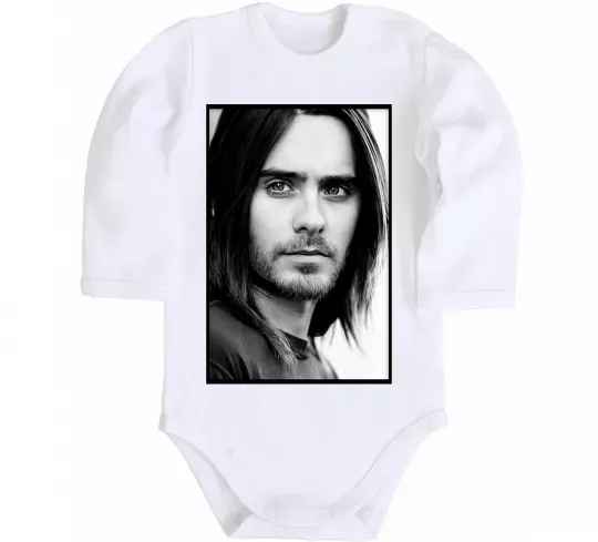 Детский боди Jared Leto ч/б Белый фото