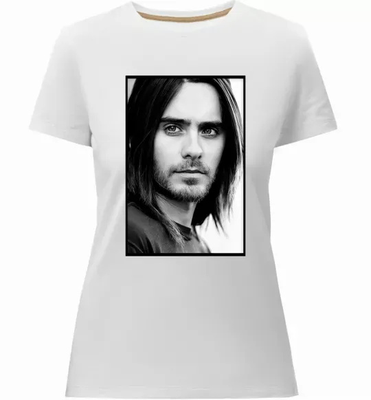 Женская премиум футболка Jared Leto ч/б Белый фото