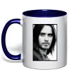 Чашка з кольоровою ручкою Jared Leto ч/б Глибокий темно-синій фото