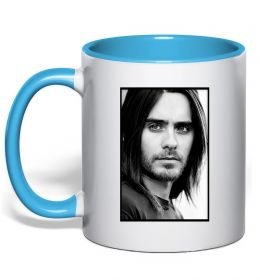 Чашка з кольоровою ручкою Jared Leto ч/б