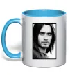 Чашка з кольоровою ручкою Jared Leto ч/б Блакитний фото