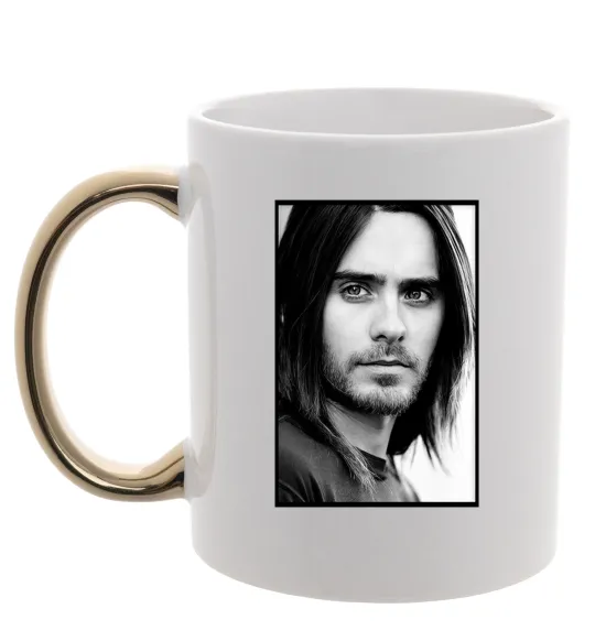 Чашка з кольоровою ручкою Jared Leto ч/б Золото фото