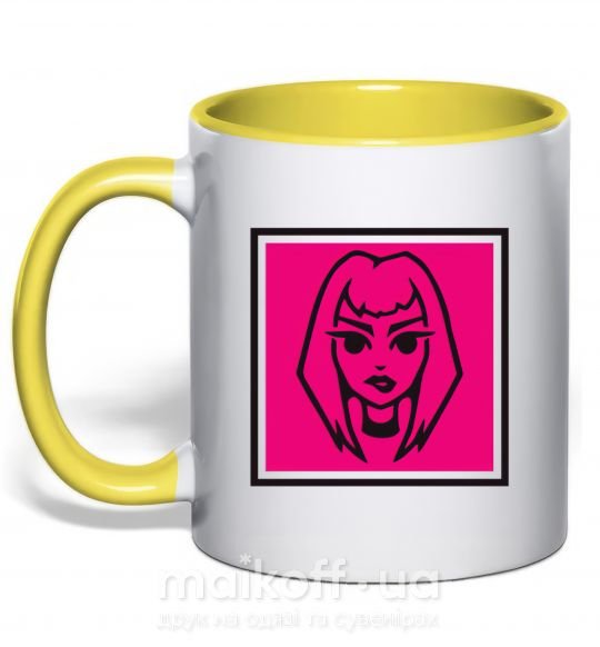 Чашка с цветной ручкой Пошлая Молли лого Солнечно желтый фото