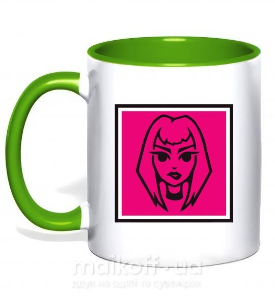 Чашка з кольоровою ручкою Пошлая Молли лого Зелений фото