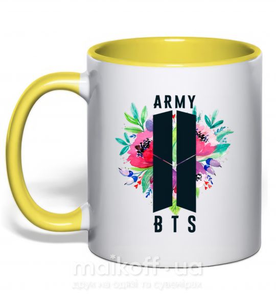 Чашка з кольоровою ручкою Army BTS Сонячно жовтий фото