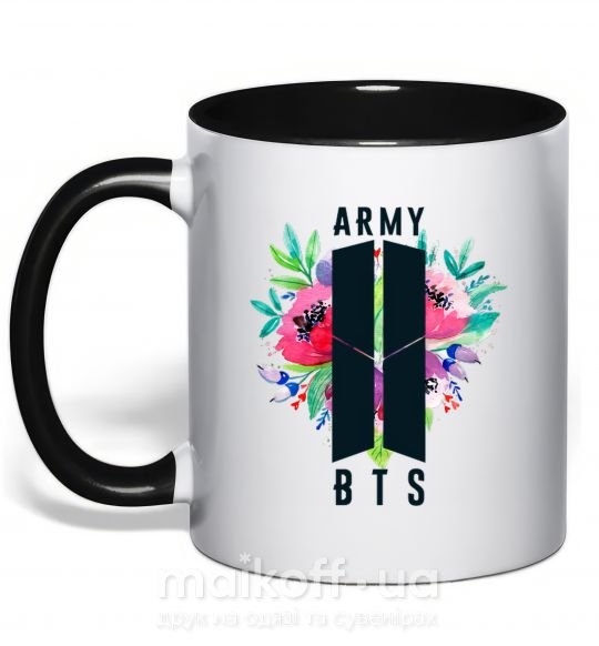 Чашка з кольоровою ручкою Army BTS Чорний фото