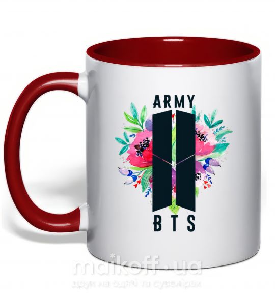 Чашка с цветной ручкой Army BTS Красный фото