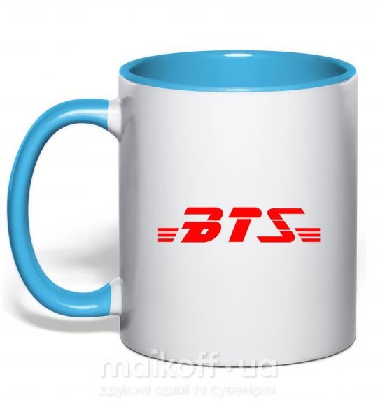 Чашка з кольоровою ручкою BTS logo Блакитний фото