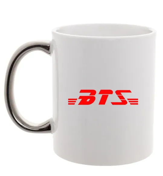 Чашка з кольоровою ручкою BTS logo Срібло фото