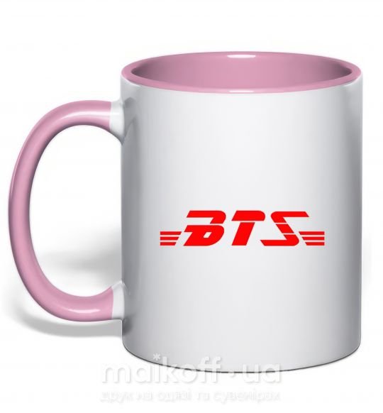 Чашка з кольоровою ручкою BTS logo Ніжно рожевий фото