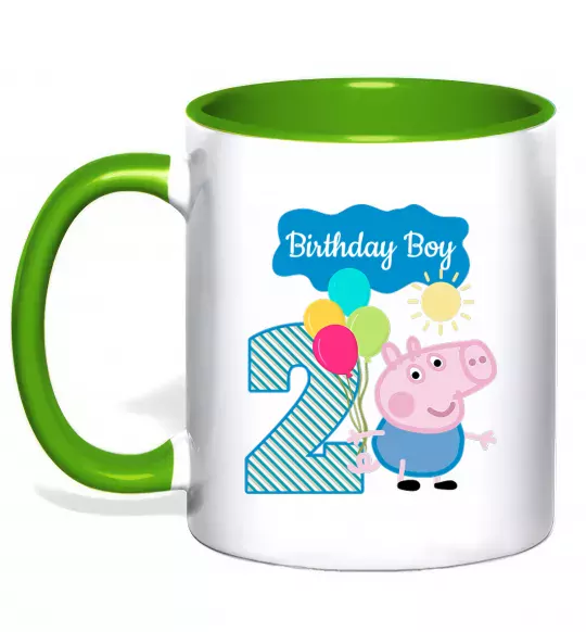 Чашка с цветной ручкой Birthday boy 2 year Зеленый фото