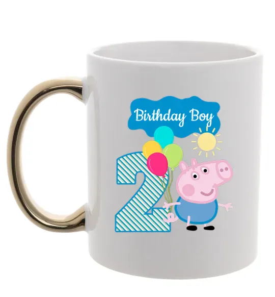 Чашка с цветной ручкой Birthday boy 2 year Золото фото