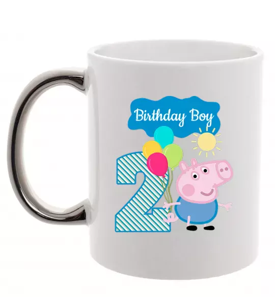 Чашка с цветной ручкой Birthday boy 2 year Серебро фото