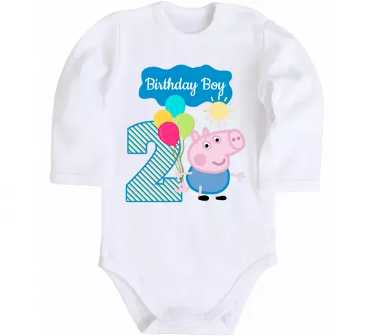 Детский боди Birthday boy 2 year Белый фото