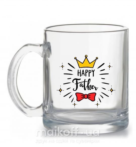 Чашка скляна Happy father Прозорий фото