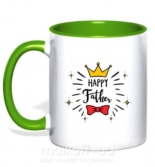 Чашка с цветной ручкой Happy father Зеленый фото
