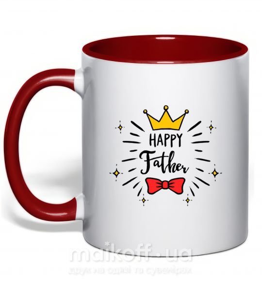 Чашка с цветной ручкой Happy father Красный фото