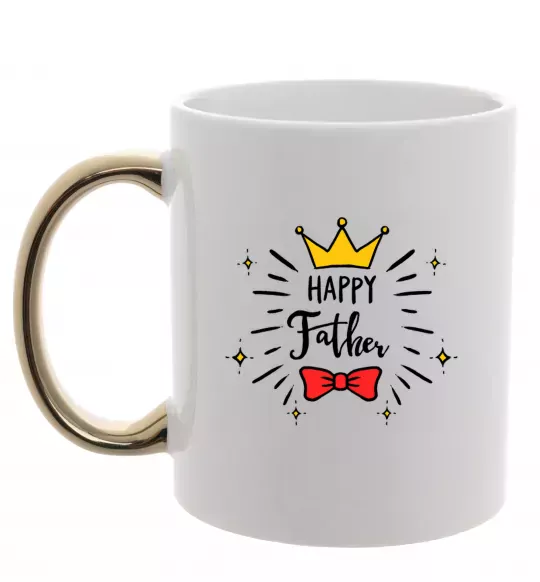 Чашка с цветной ручкой Happy father Золото фото