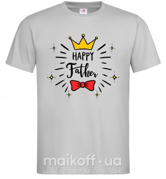 Мужская футболка Happy father Серый фото