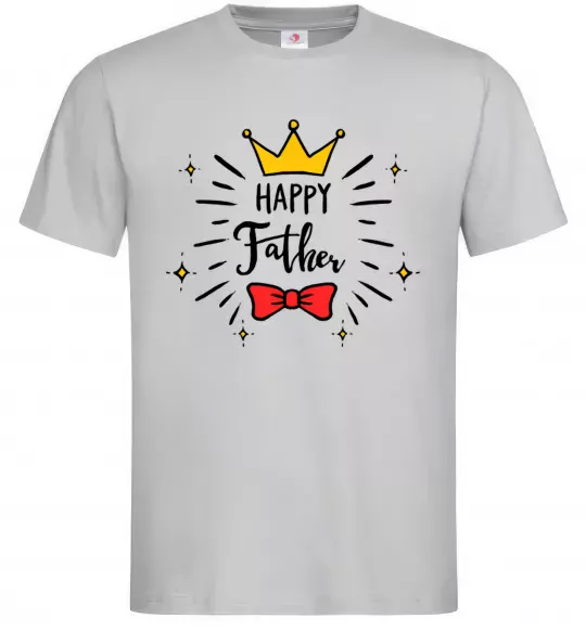 Мужская футболка Happy father Серый фото