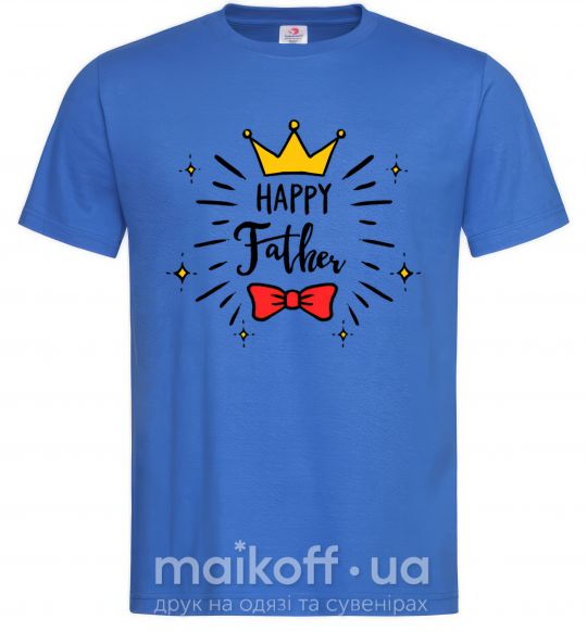 Чоловіча футболка Happy father Яскраво-синій фото