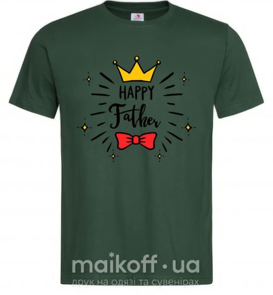 Мужская футболка Happy father Темно-зеленый фото