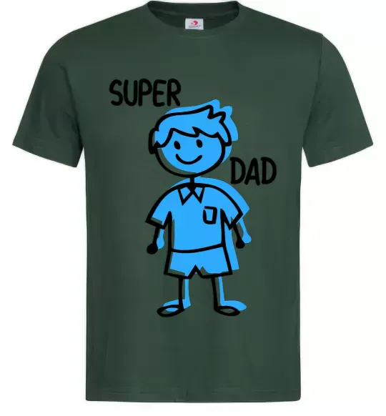 Мужская футболка Super dad blue Темно-зеленый фото
