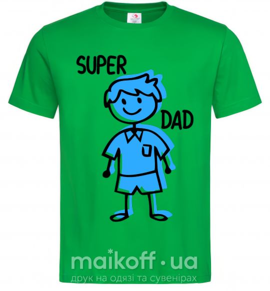 Мужская футболка Super dad blue Зеленый фото