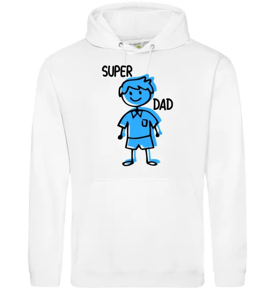 Мужская толстовка (худи) Super dad blue Белый фото