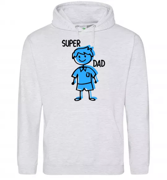 Мужская толстовка (худи) Super dad blue Серый меланж фото