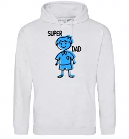 Мужская толстовка (худи) Super dad costume Серый меланж фото
