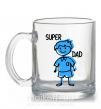 Чашка стеклянная Super dad blue Прозрачный фото