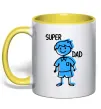 Чашка з кольоровою ручкою Super dad blue Сонячно жовтий фото
