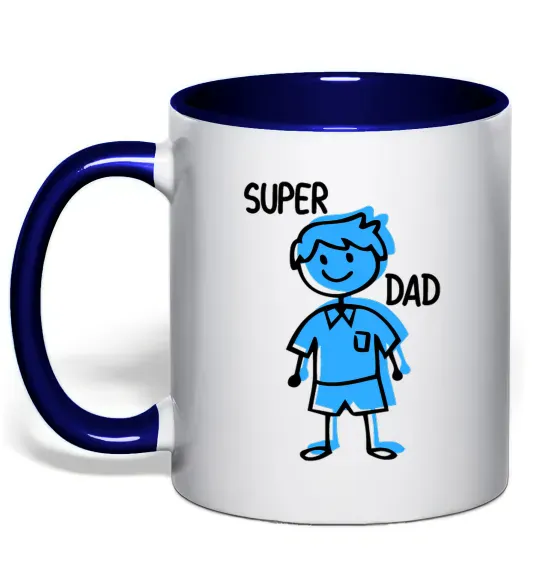 Чашка з кольоровою ручкою Super dad blue Глибокий темно-синій фото