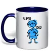 Чашка з кольоровою ручкою Super dad blue Глибокий темно-синій фото