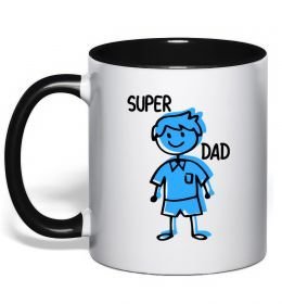 Чашка с цветной ручкой Super dad blue Чашка с цветной ручкой Super dad blue