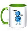 Чашка з кольоровою ручкою Super dad blue Зелений фото